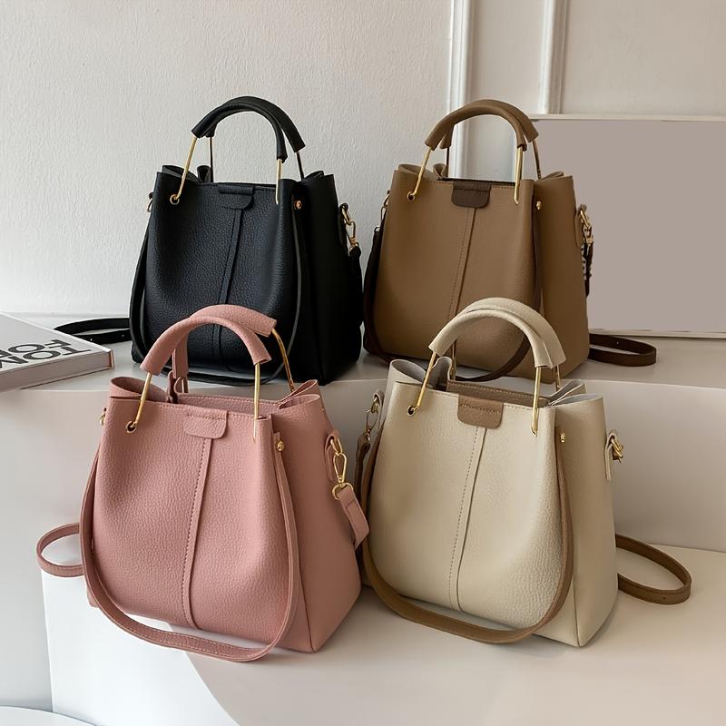 Women'S Vintage Handbag - Convertible Crossbody/Shoulder Bag with Zipper Closure, Synthetic Purse in Black, Beige, Pink - Elegant Everyday & Formal Bag for Women, Office, Parties, Travel - Easy-Clean Maintenance, Party Accessory, Retro Aesthetic