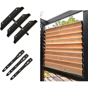 Louver Bracket Kit, Deck Sunblind System, Shutters Hardware System for Windows Garden, Each Set Holds up to 11 Boards (48'') Black