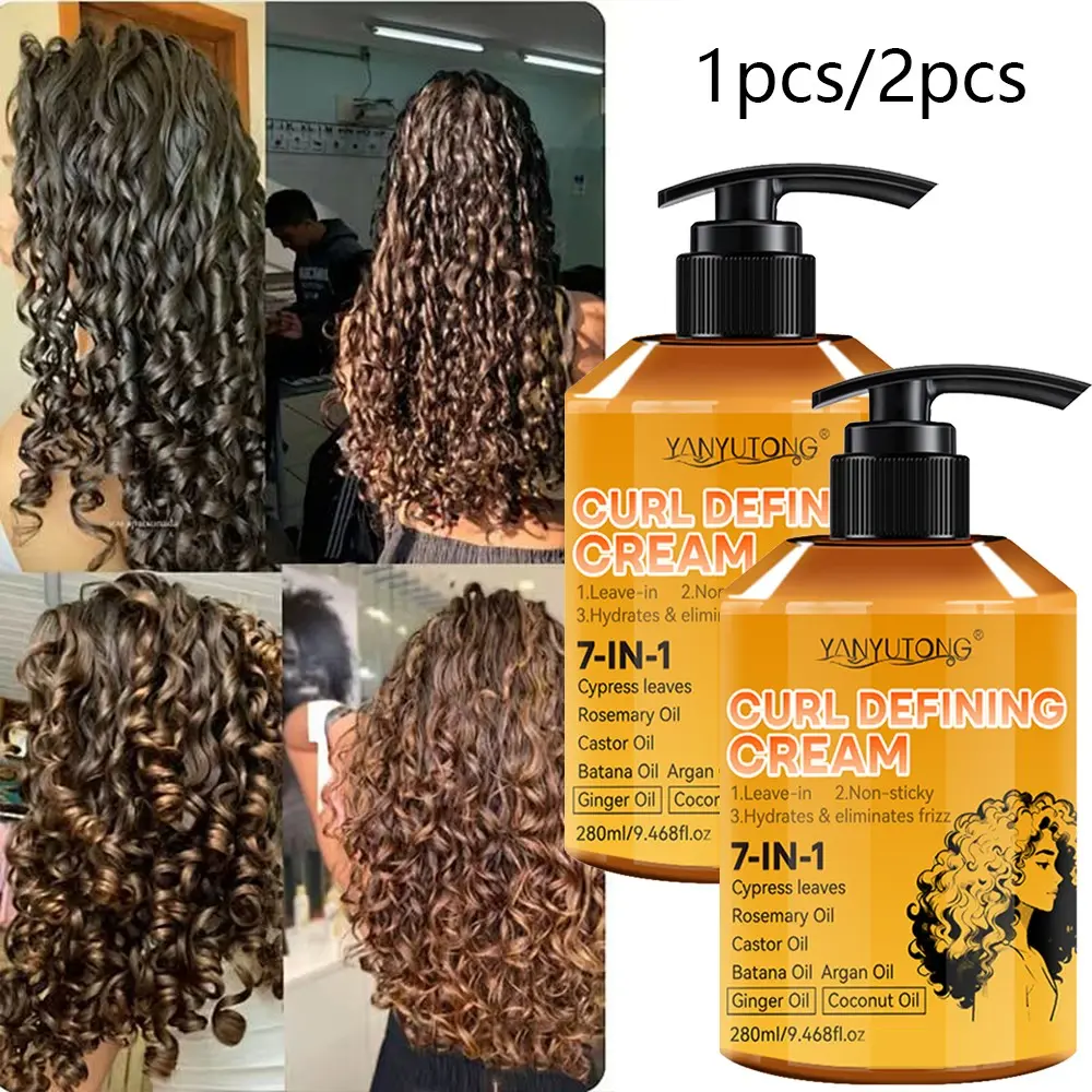 1pcs/2pcs 280ml Curling Cream, hydrating styling paste infused with Moroccan oil for lasting hold and elasticity, anti-frizz care, non-sticky formula suitable for wavy and curly hair types, Curly Hair Products