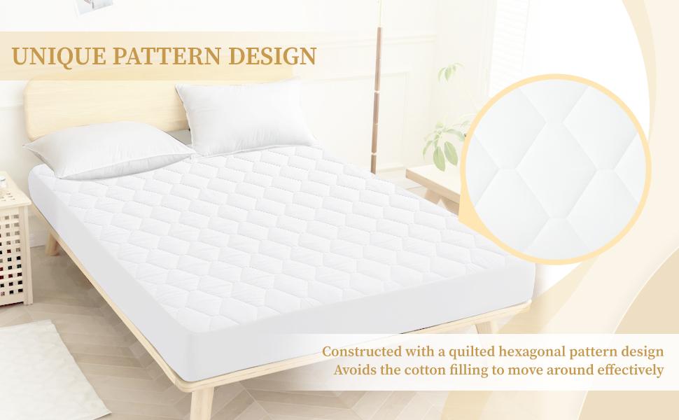 Queen Quilted Fitted Waterproof Mattress Pad, Breathable Soft Filling Mattress Protector, 8-21 Inches Deep Noiseless Mattress Cover (White)