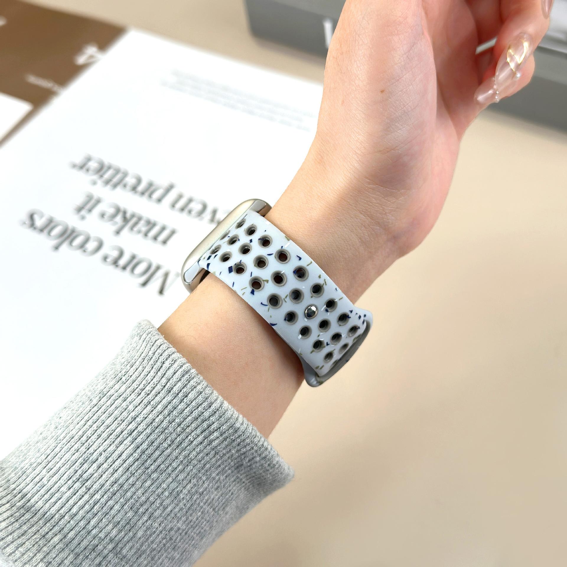 Colorful Dual-Color Silicone Watch Band, Dot Pattern Soft Waterproof Sport Replacement Strap for Smart Watch, Skin-Friendly Breathable Silicone Wristband for Men Women Colorful Dual-Color Silicone Watch Band, Dot Pattern Soft Waterproof Sport Replacement Strap for Smart Watch, Skin-Friendly Breathable Silicone Wristband for Men Women