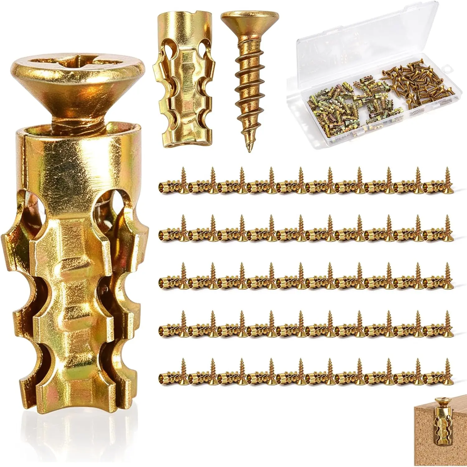 6×14mm Short Expansion Screw Set for Cabinet Hinge Repair, Hinge Repair Screws and Expansion Anchors, Secure Cabinet Door Fastening, with Storage Box 50 count