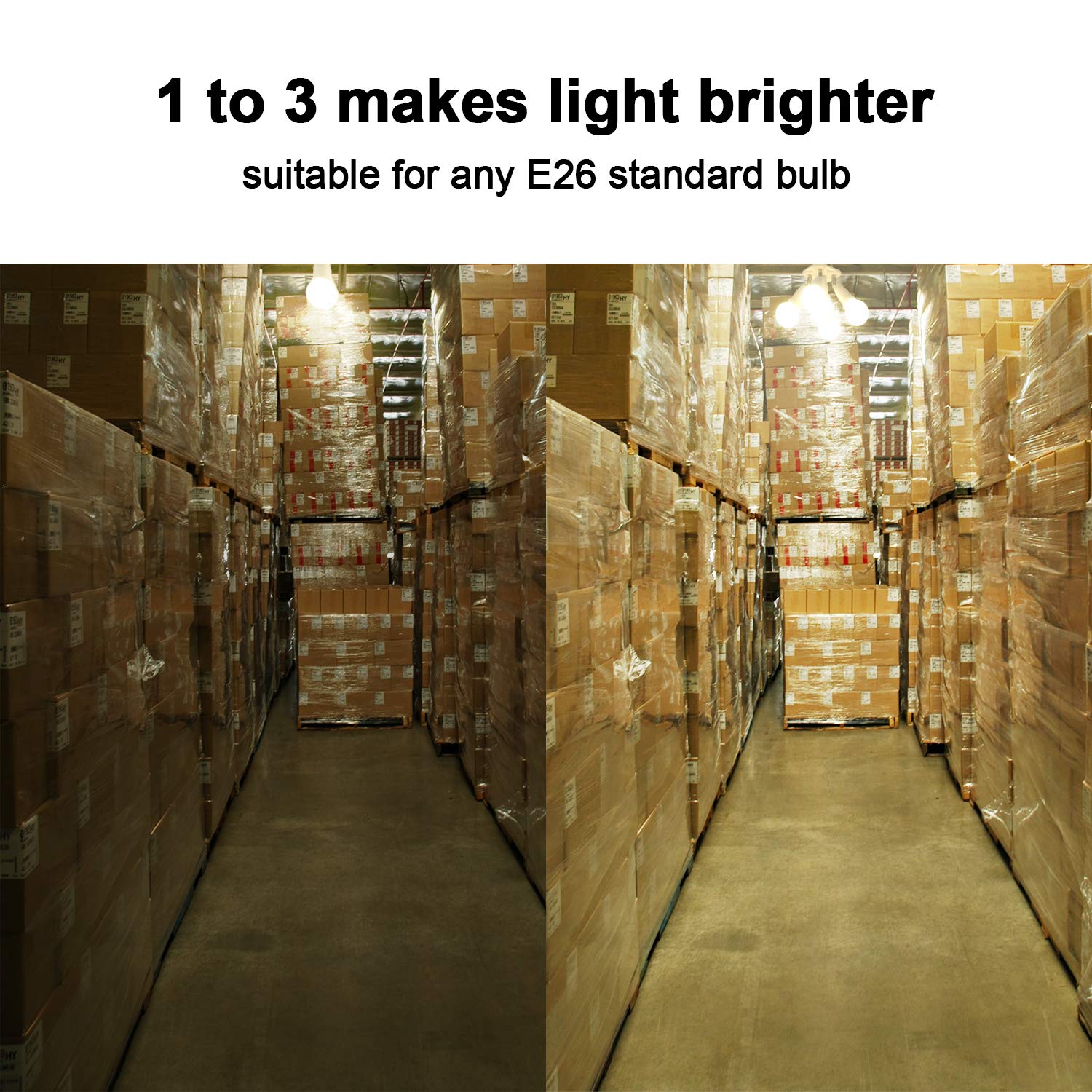 3 in 1 E26 Light Socket Splitter Adapter, Standard Base LED Bulb Converter, 360 Degrees Adjustable 180  Bendable, 3 Way Bulbs Socket Holder