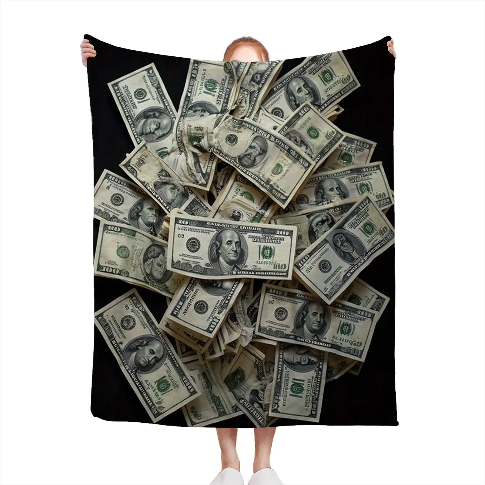 Soft Cozy Throw Blanket Polyester Money Dollar Bill Print Digital Printed Living Room Bedroom Gift For Men Women2607230439