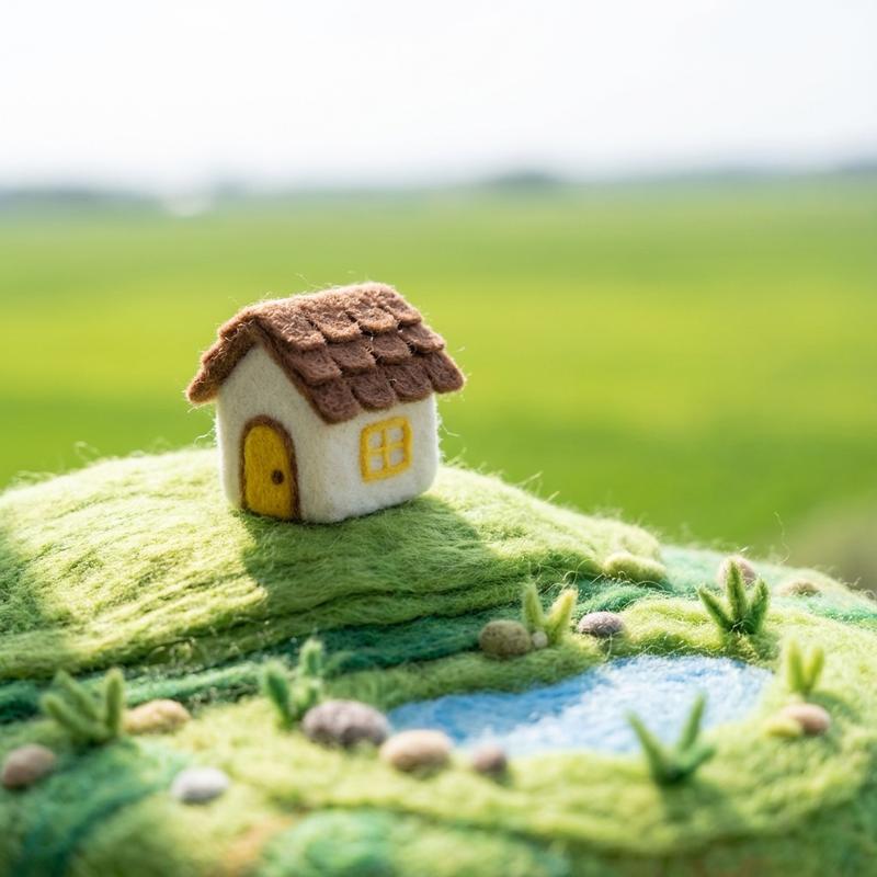 1Set Needle Felting Kit, Felting kits for Beginners adult with Step-by-Step Tutorials, Four Seasons House Scene DIY Felting Kit, Cute Funny Home Decorative Ornaments, Birthday Valentine's Day and Christmas Novelty Gifts