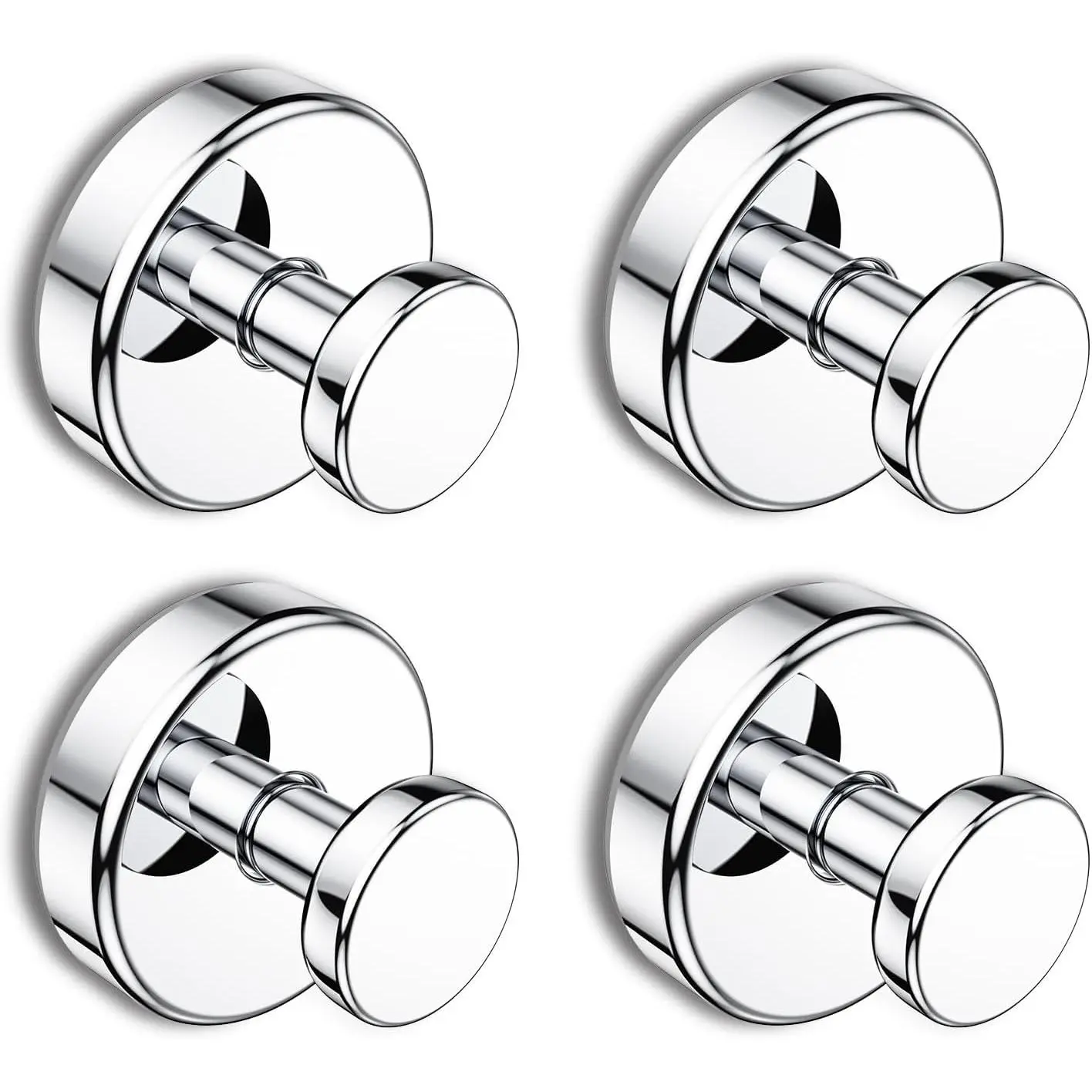 GMOX Chrome Finish Steel Shower Suction Cup Hooks (4-Pack) - Strong Suction Cup, Removable Bathroom Accessories for Hanging Towels, Bath Robes on Glass Doors
