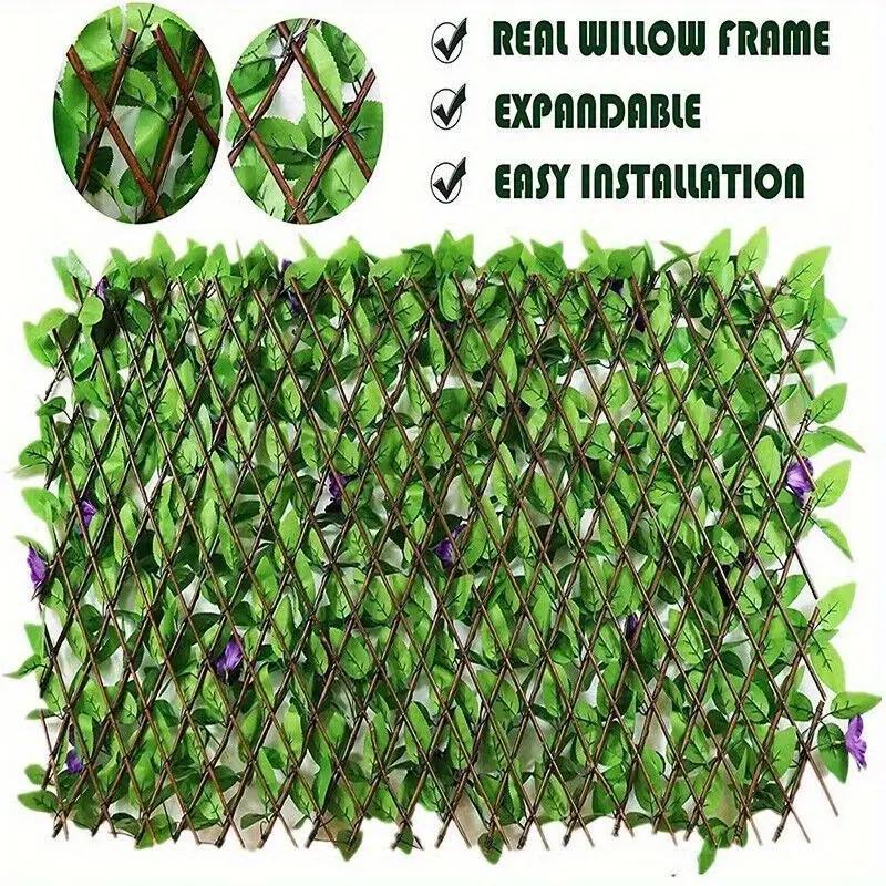 Expandable Artificial Ivy and Orchid Privacy Screen, Floral Design, Durable Plastic, Weather-Resistant, Indoor/outdoor Use, Easy Installation