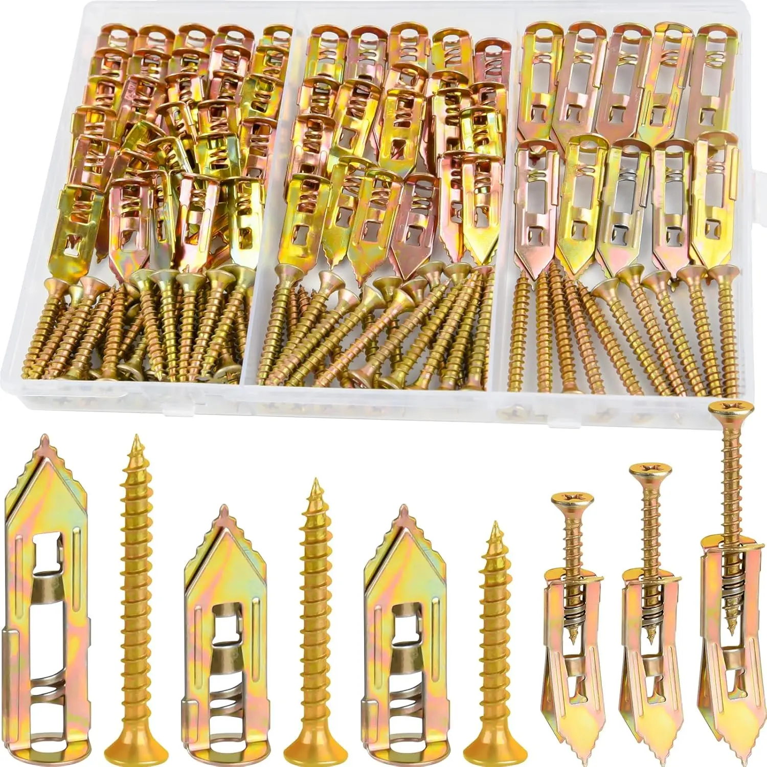 120 count Metal Self Drilling Drywall Anchors 3 Sizes | Expansion Anchors, No Drilling, Easy to Install, Suitable for  Picture Frames, Clocks, Shelves, Mirrors
