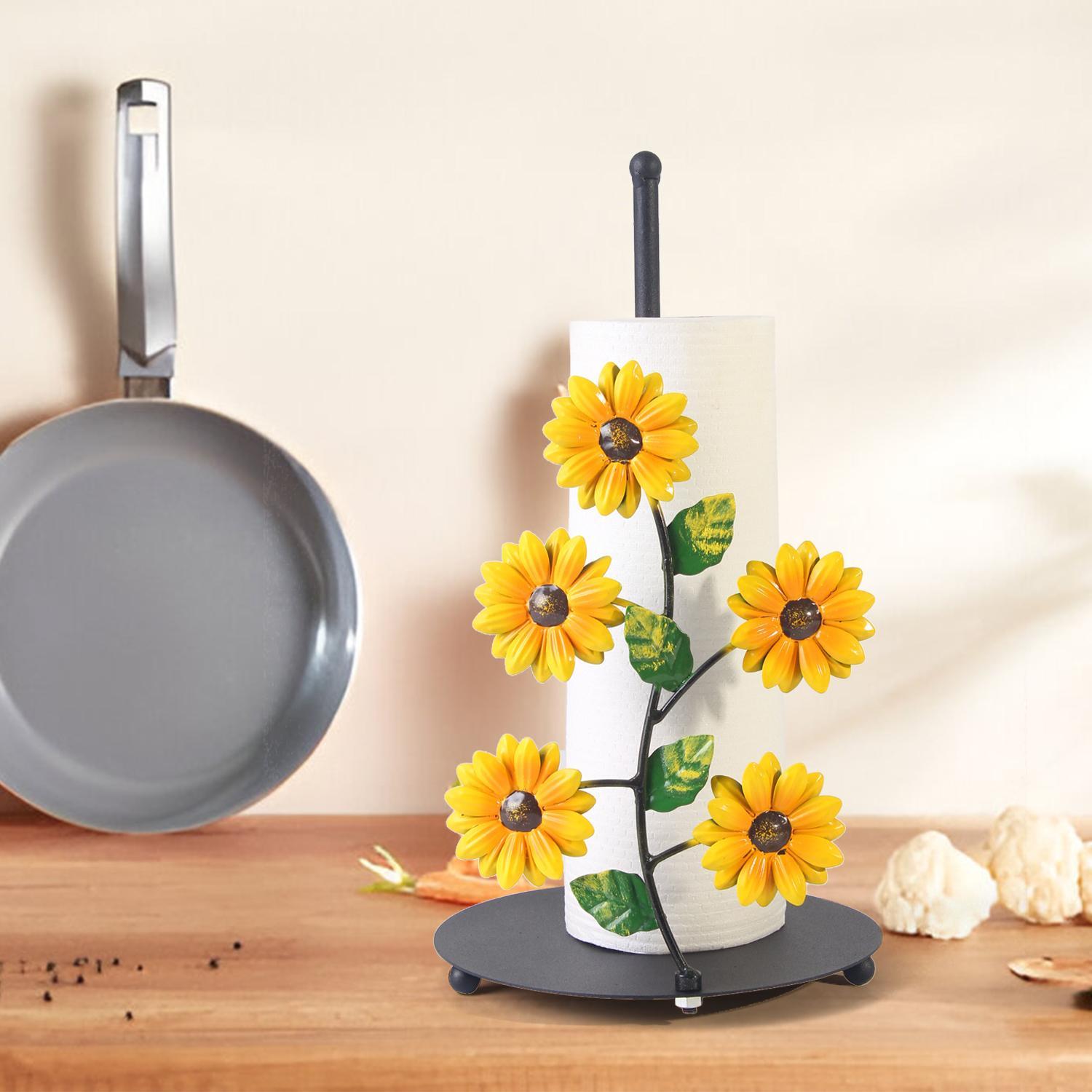 Sunflower Design Paper Towel Holder, 1 Box Iron Paper Towel Storage Rack, Roll Paper Holder, Home Decor for Kitchen Bathroom