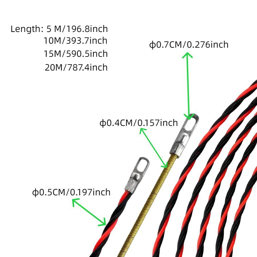 Flexible Long Durable Wire Cable Pulling Kit, 1 Set Electrician Wire Pulling Tool for Cable Installation, Smooth Bending for Various Pipe Types