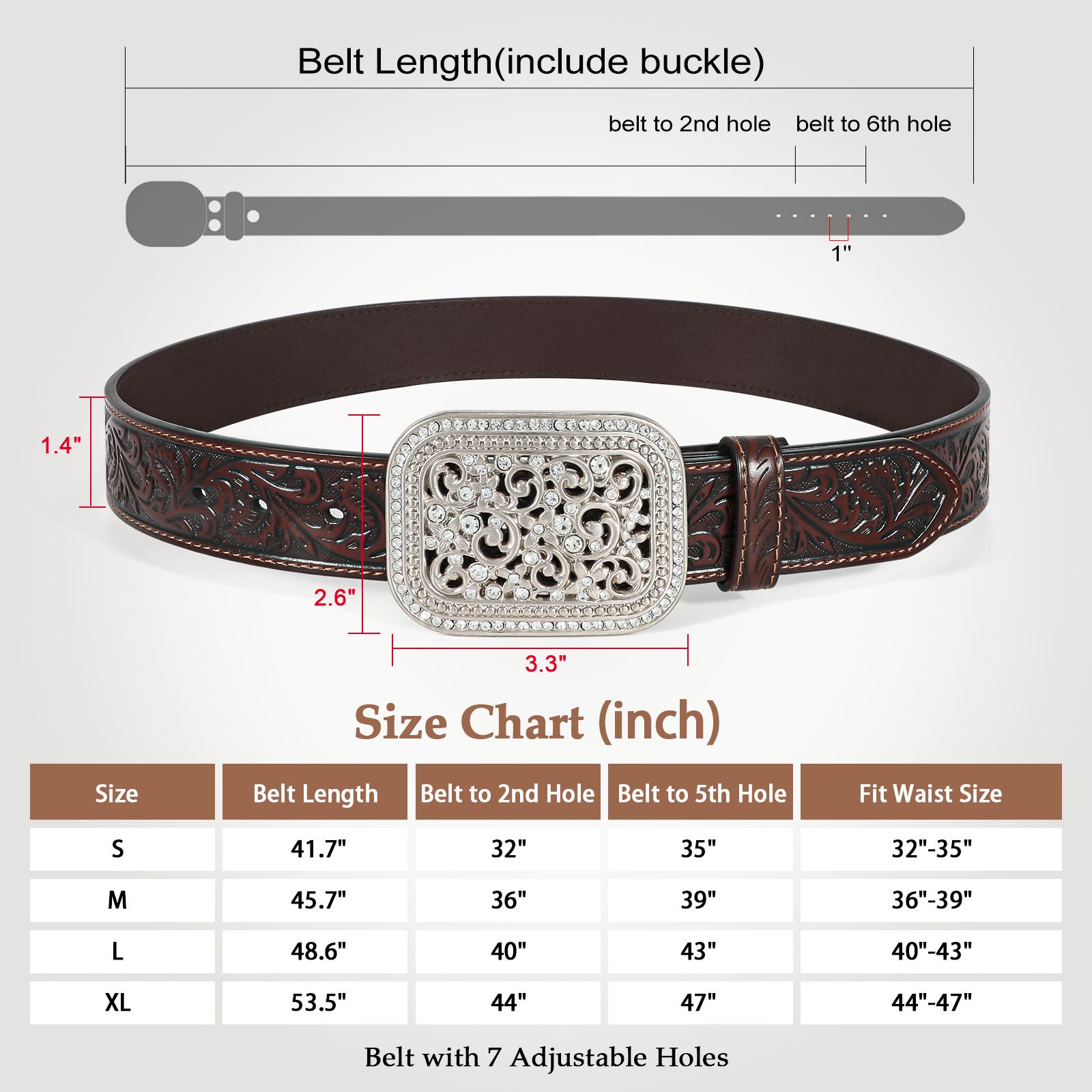 XZQTIVE Rugged Genuine Leather Western Belt for Men  - Bold Floral Engraving & Embossed Buckle, Ideal for Cowboy Style & Adventure"