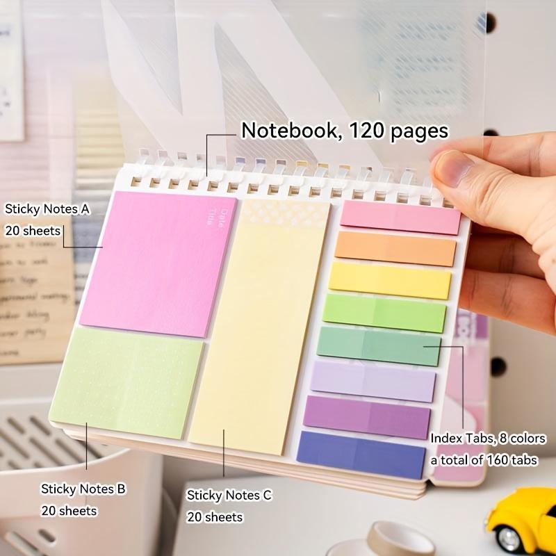 Notebook Combination, 1 Count Convenience Notes, Including 60 Sheets Sticky Notes, Index Tabs, Notebook, School Office Supplies, Stickers, Removable Dividers Tabs