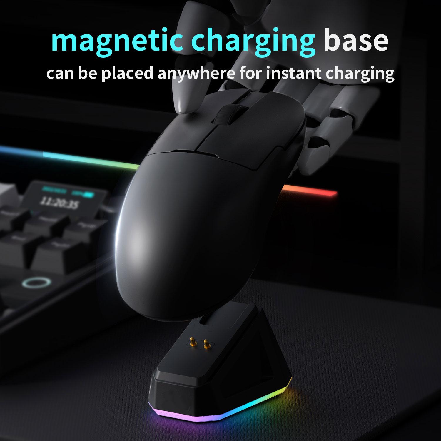 AJAZZ AJ159 PRO wireless mouse PAW3395 sensor corresponding fast DPI26000 advanced magnetic charging base wireless 8K the third mock examination 2.4G+Wired+BT support multi system suitable for E-sports games and office