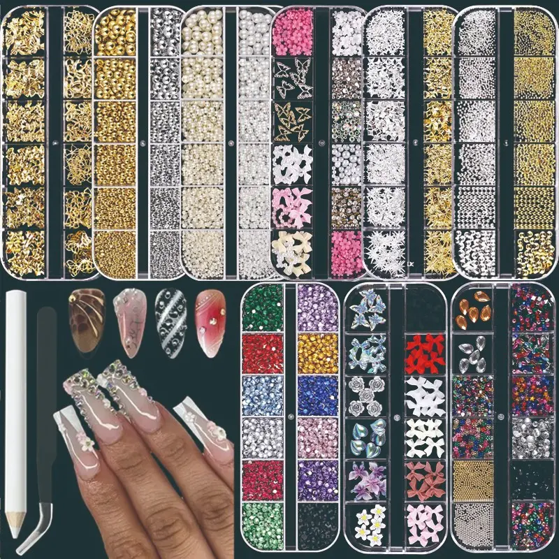 3D Sparkling Rhinestone Pearl Set, DIY Jewelry Making Kit, Heart Resin Flowers, Rhinestone Tools, Multicolor, Perfect Gift for Women, DIY With Charms