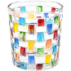 Tealight Candle Holder, Stained Glass Votive Candle Holder with Woven Pattern, Romantic Mosaic Tea Light Holder Cup  Table Centerpieces, Christmas, Birthday Party, Home Decor