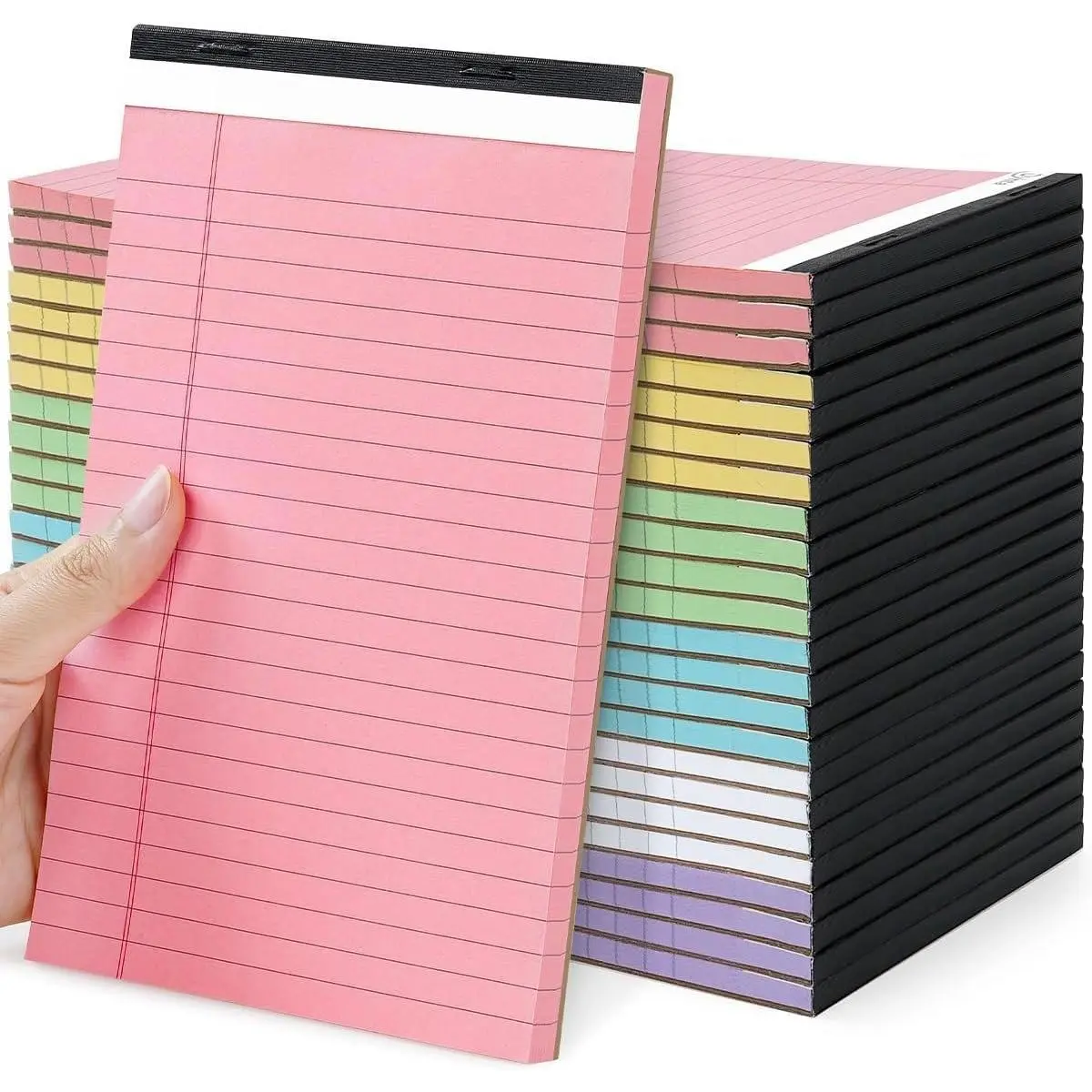 24 count 5x8 Note Pads, 1080 Sheets College Ruled Small Writing Pads, 80GSM Heavyweight Colored Paper, 45 Sheets Per Notepad