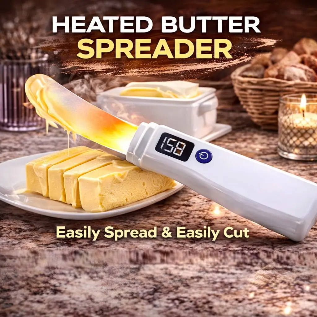Instant Heated Butter Spreader with Smart LED Display, Rechargeable USB Knife for Cheese, Honey, Ice Cream, Peanut Butter