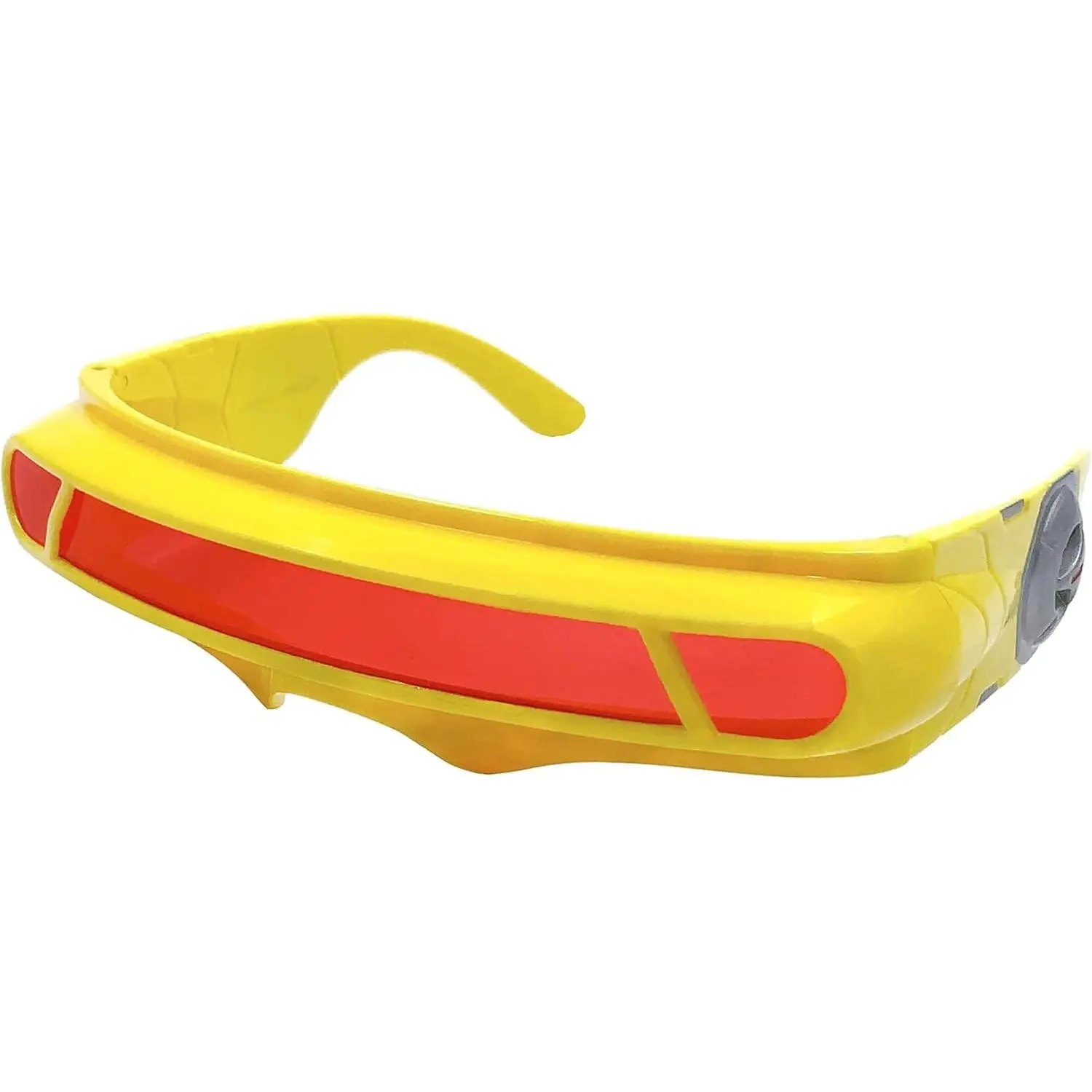 Futuristic Alien Costume Cyclops Shield Party Mirror Mono Lens 2 Pack (Yellow - Red Lens)
