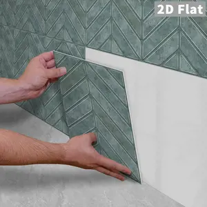 10PCS/Color Box GST Grey Dark Green Vintage Stone Grain Herringbone PE Foam Tile Stickers, Waterproof Oilproof Shock & Wear Resistant, Peel & Stick on Smooth Surfaces for Bedroom Kitchen Bathroom School Office Home & Commercial Wall Renovation Decor