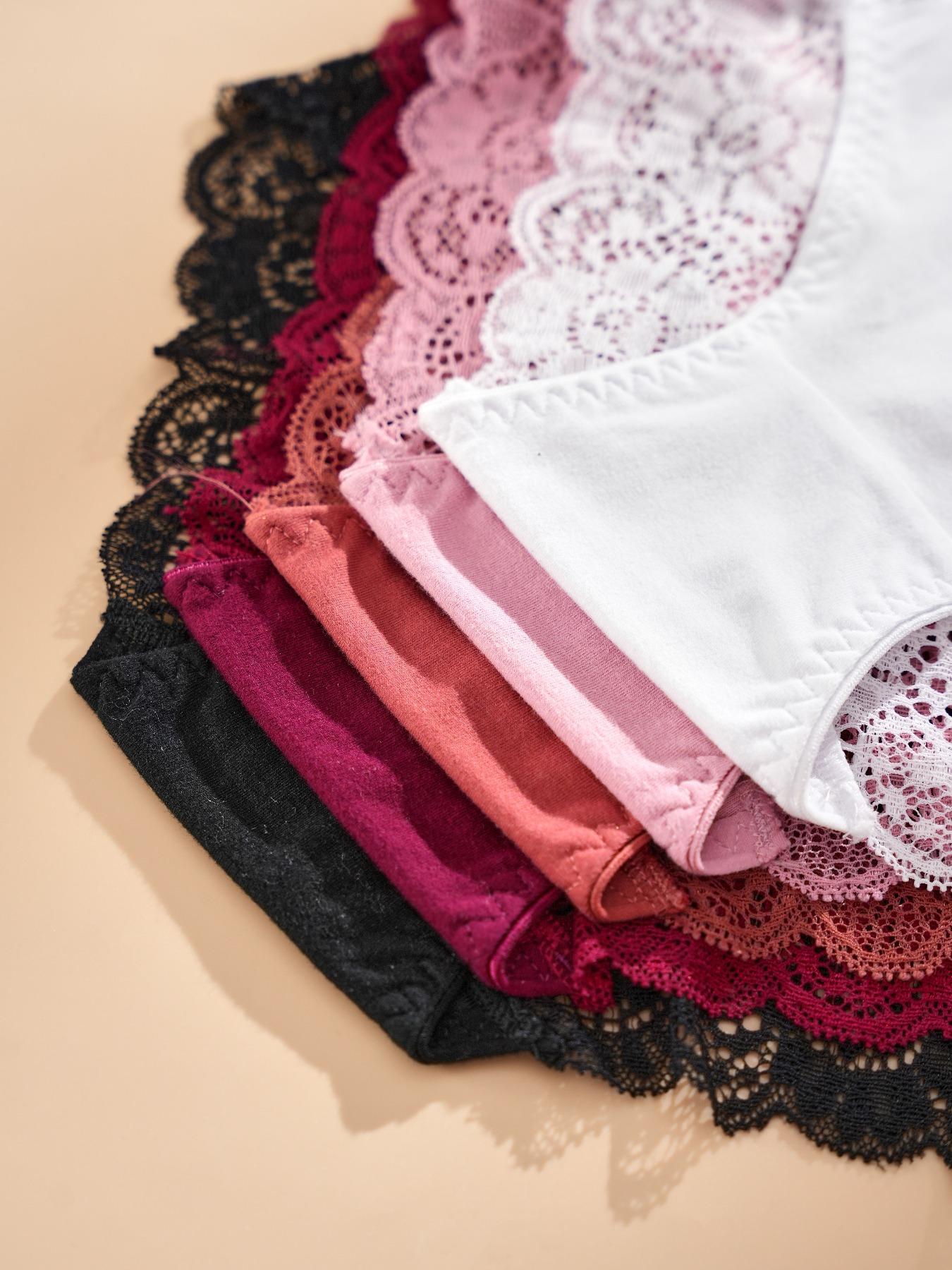 5-Pack Women's Sexy Lace Multicolor Triangle Panties, Underwear, Comfortable, Breathable and Fitted, Perfect for Dating and Travel, Fashion Panties