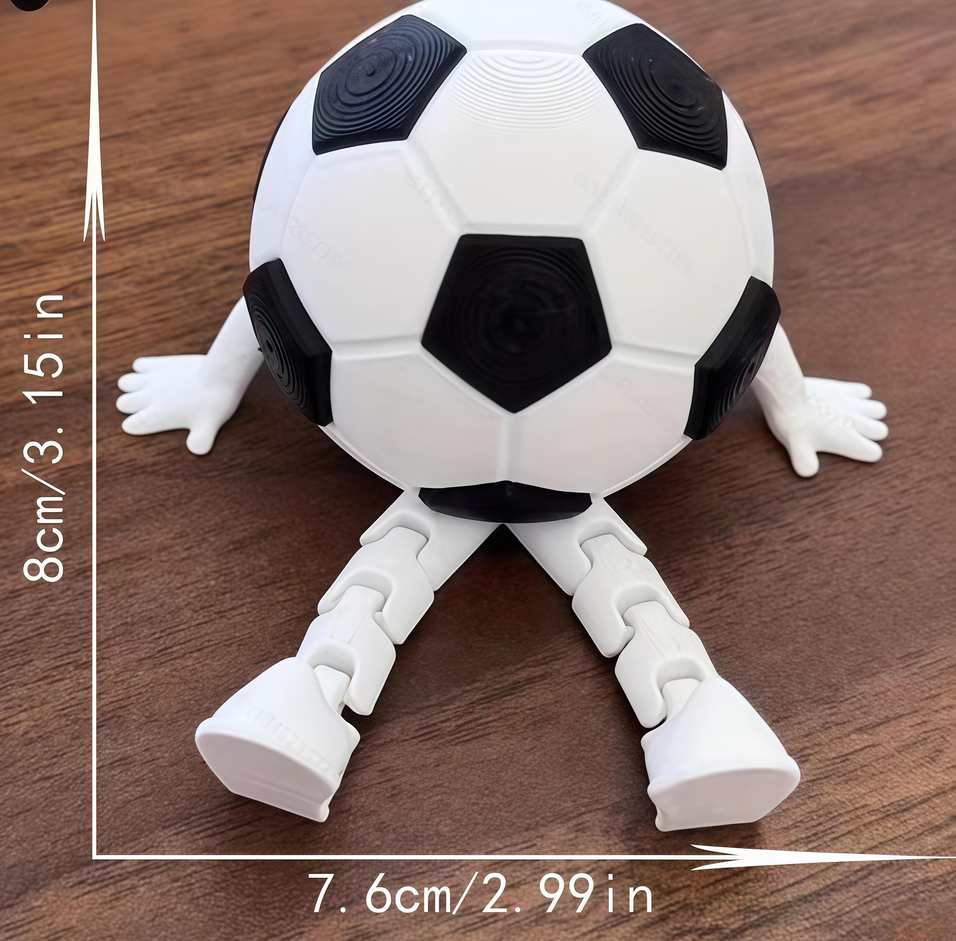 Cute Soccer Ball Sitting Man Figurine, 3D Sports Themed Desk Ornament, Unique Gift for Soccer Fans