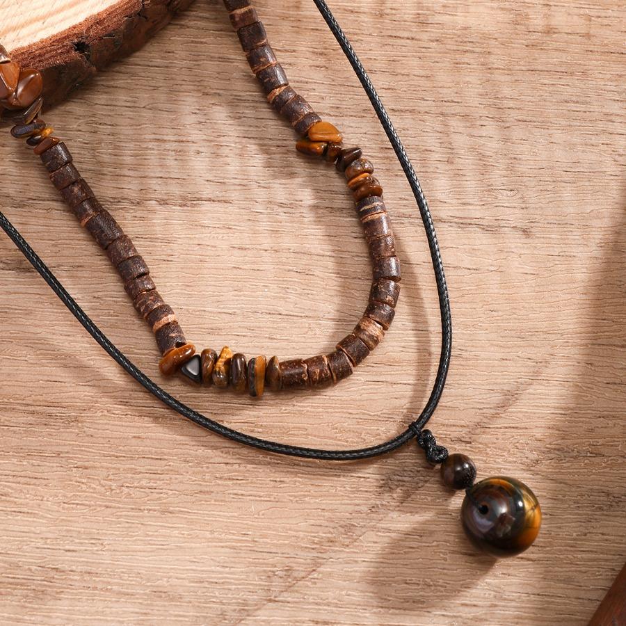 Men's wood bead turquoise  set  simple and versatile niche sweater chain, men's valentine's gifts, free shipping only. hip hop heart  rings men high quality elegant rave necklace thrifted casual promise practical christmas party wedding birthday valentine