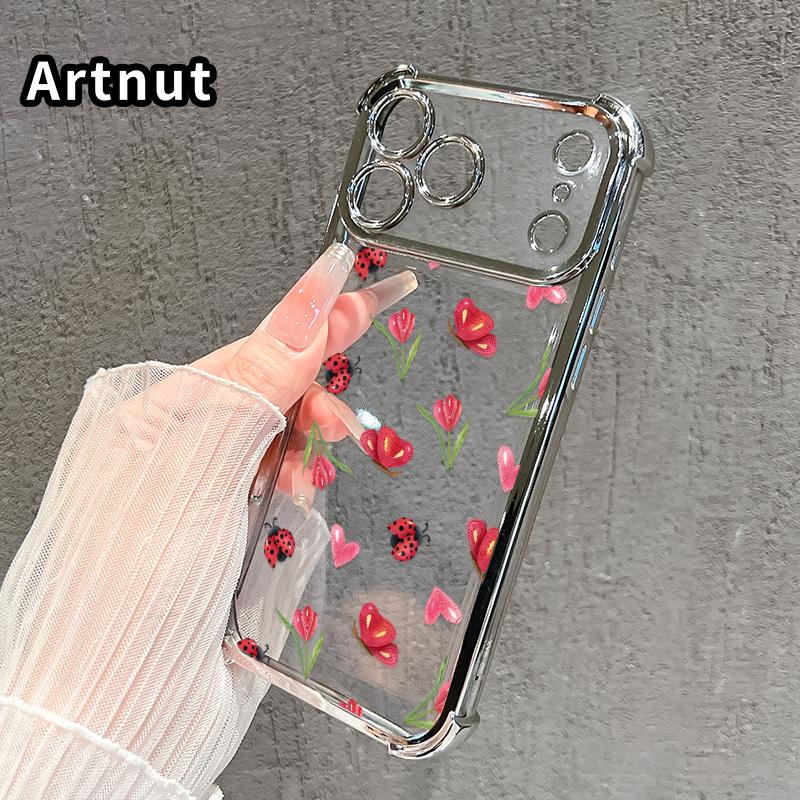 Cute Ladybug Pattern Anti-drop Phone Case for iPhone 17 Air 16E 15 Pro Max 14 Plus 13 12 Promax 11 Durable Total Protective Shockproof Transparent Cover Casing