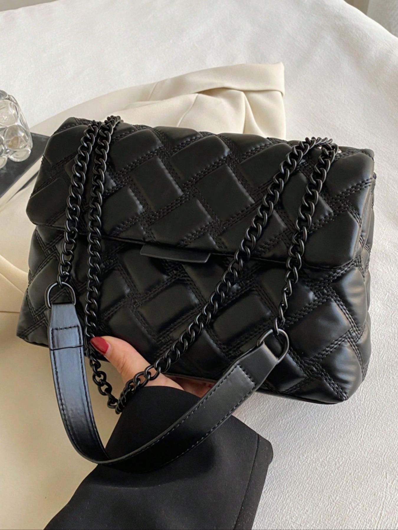 Women's Elegant Quilted Chain Strap Crossbody Bag, Casual Trendy Bag, Trendy Minimalist Shoulder Bag, Chic All-match Crossbody Bag for Daily & Work Use, Crossbody Purses
