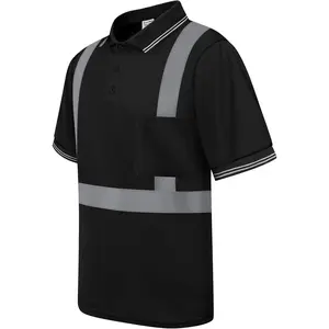 Hi Vis Polo Shirts for Men Construction Class 3 High Visibility Reflective Safety Short Sleeve Breathable Work Shirts for Men Women Black XL