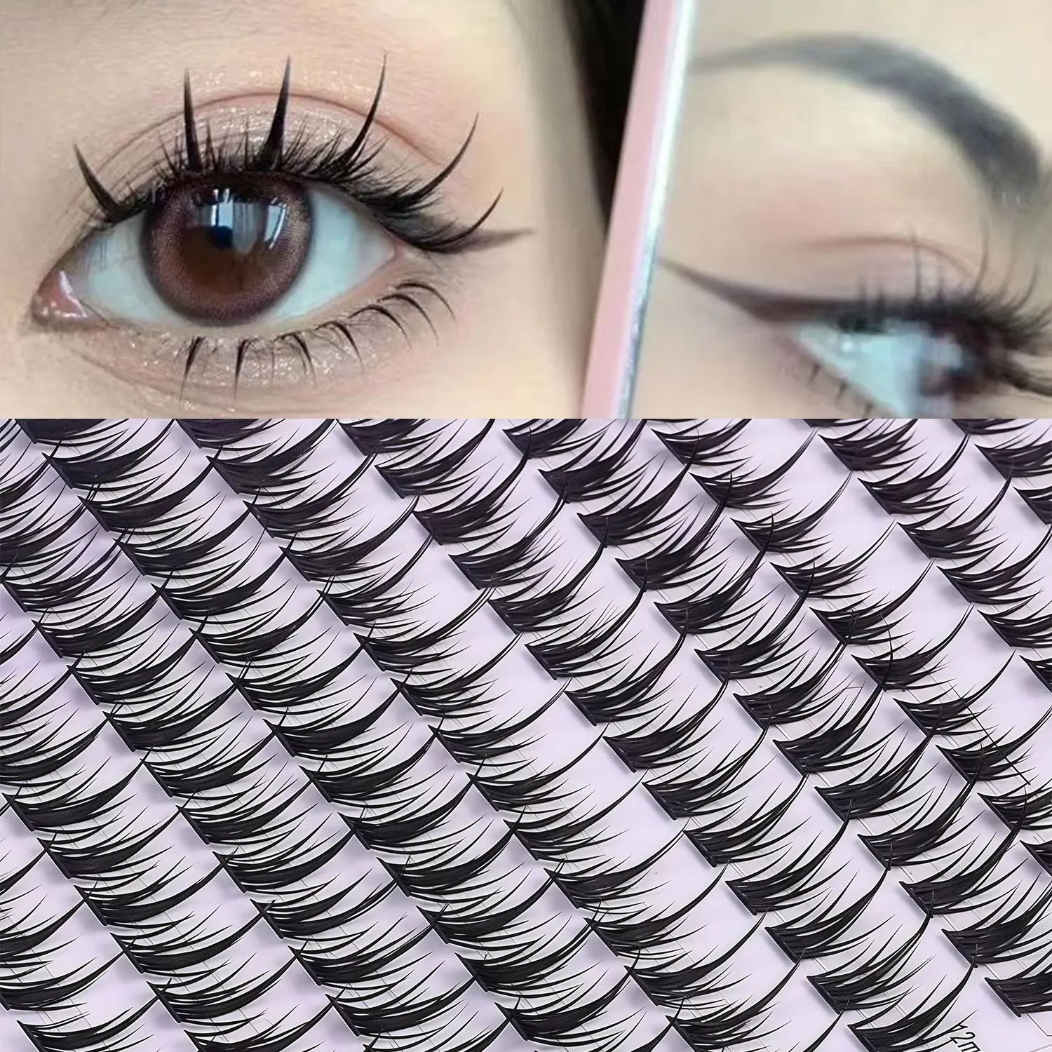 10 Pairs Large Capacity False Eyelashes, Natural Dense Mixed Length 9-12mm, Easy Self-Lamination for Beginners, Cartoon Devil Style