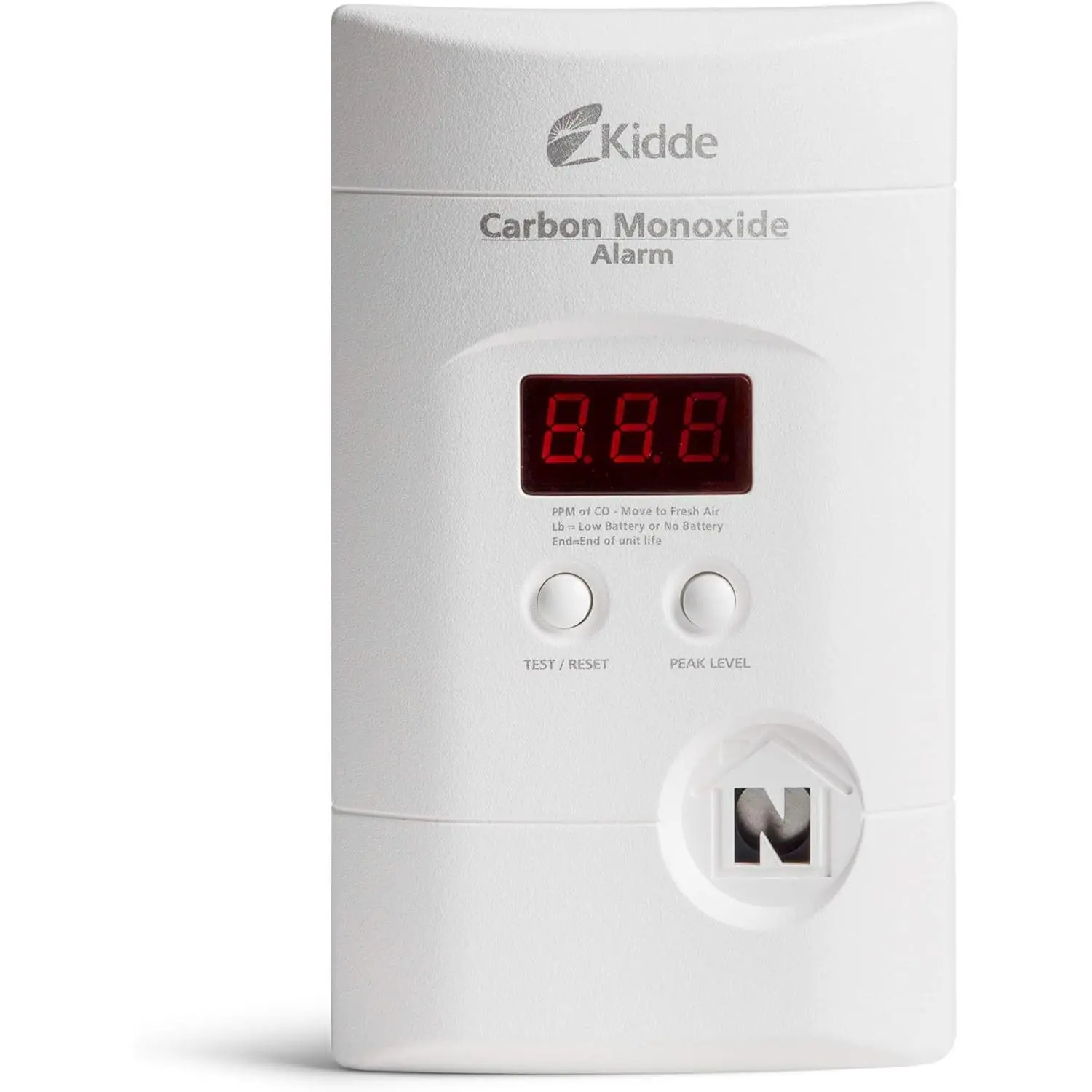 Kidde Carbon Monoxide Detector, Plug-In with 9V Battery Backup, Digital Display, 85 dB Alarm, LED Status Light Indicators, 3rd Edition