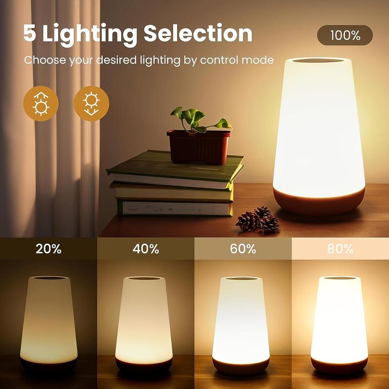 Portable Table Lamp, 1 Count USB Rechargeable LED Night Light with Touch Control, Adjustable Brightness Night Light for Bedroom & Bathroom, Table Bedside Lamp
