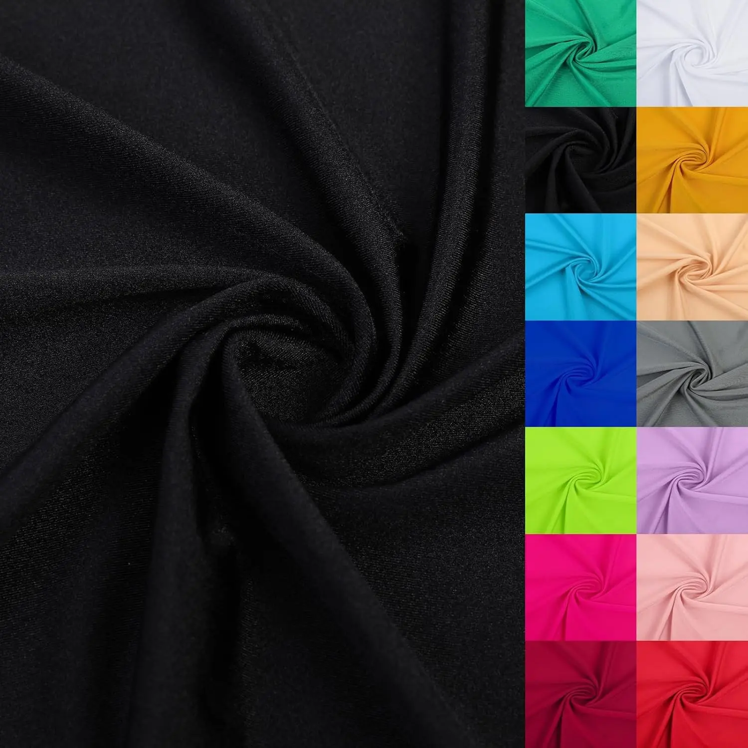 80% Nylon 20% Spandex 4-Way Stretch Fabric for Swimsuit Activewear Lightweight Quick-Drying 59 inches Wide(Black, 1 Yard)