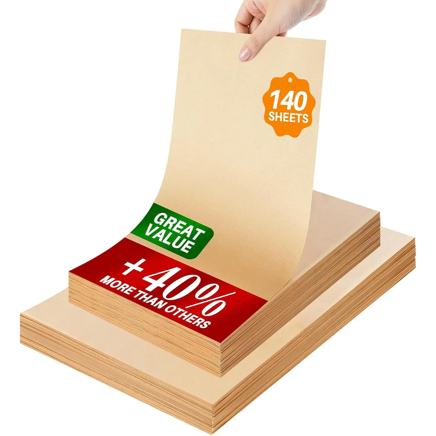 140  Paper Sheets 9x13 Inch | Precut Unbleached Baking Paper Sheets for Oven, Air Fryer, Cookies, Bread, Pizza | Non-Stick, Greaseproof Liners |  Brown  for Baking