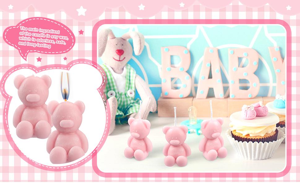 30 Pcs Baby Shower Favors Bear Candles Favors with Handmade Mini 30 Boxes Bear Shaped Candles Bulk for Baby Shower Boys Girls Wedding Gender Reveal Party Guest