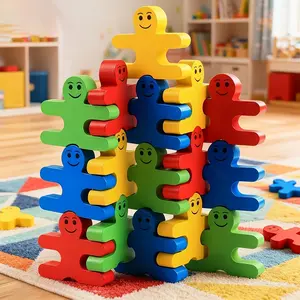 Cute Doll Stacking Game for Kids, Educational Wooden Toy, Colorful Balance Blocks, Math & Cognitive Learning, Puzzle Matching Game, Tower Stack Game