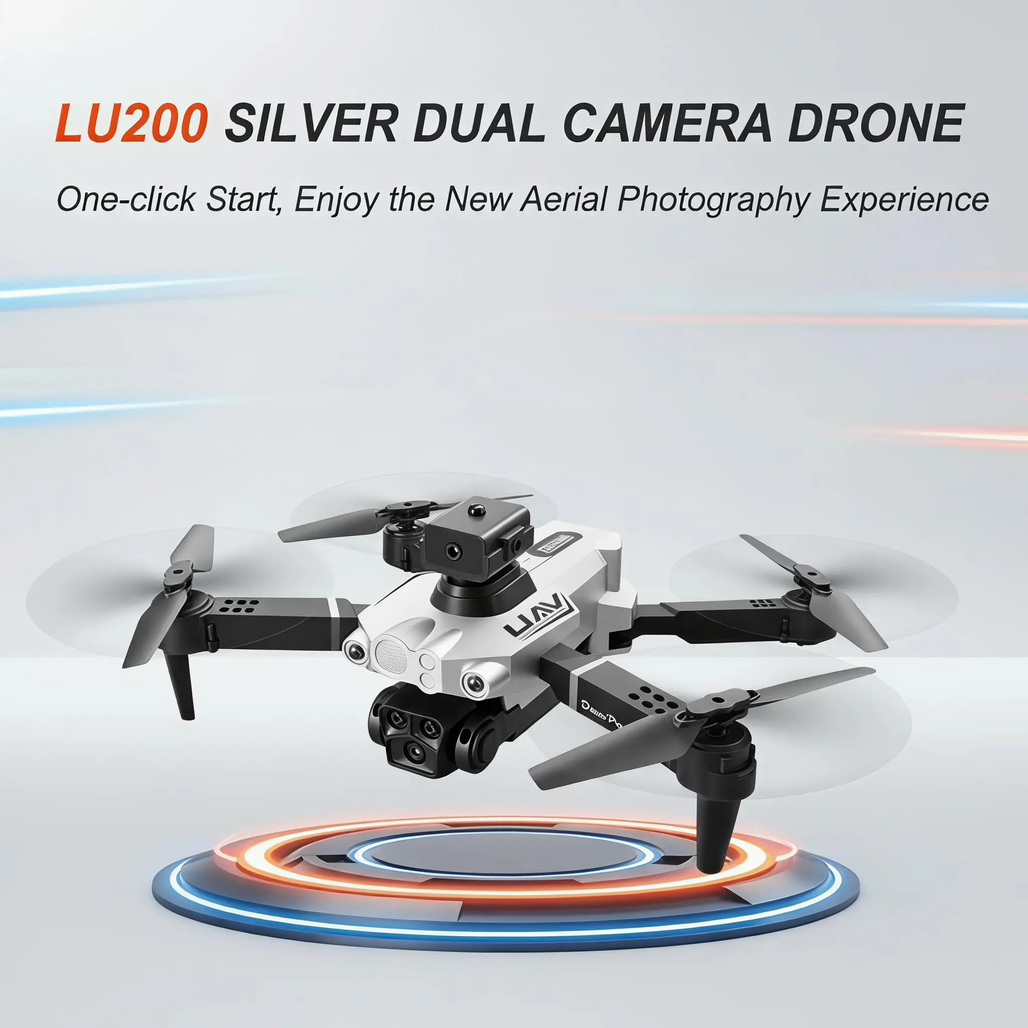 LU200 Silver Foldable RC Quadcopter with Dual Camera, Matching Full Accessories for Outdoor Daily Use