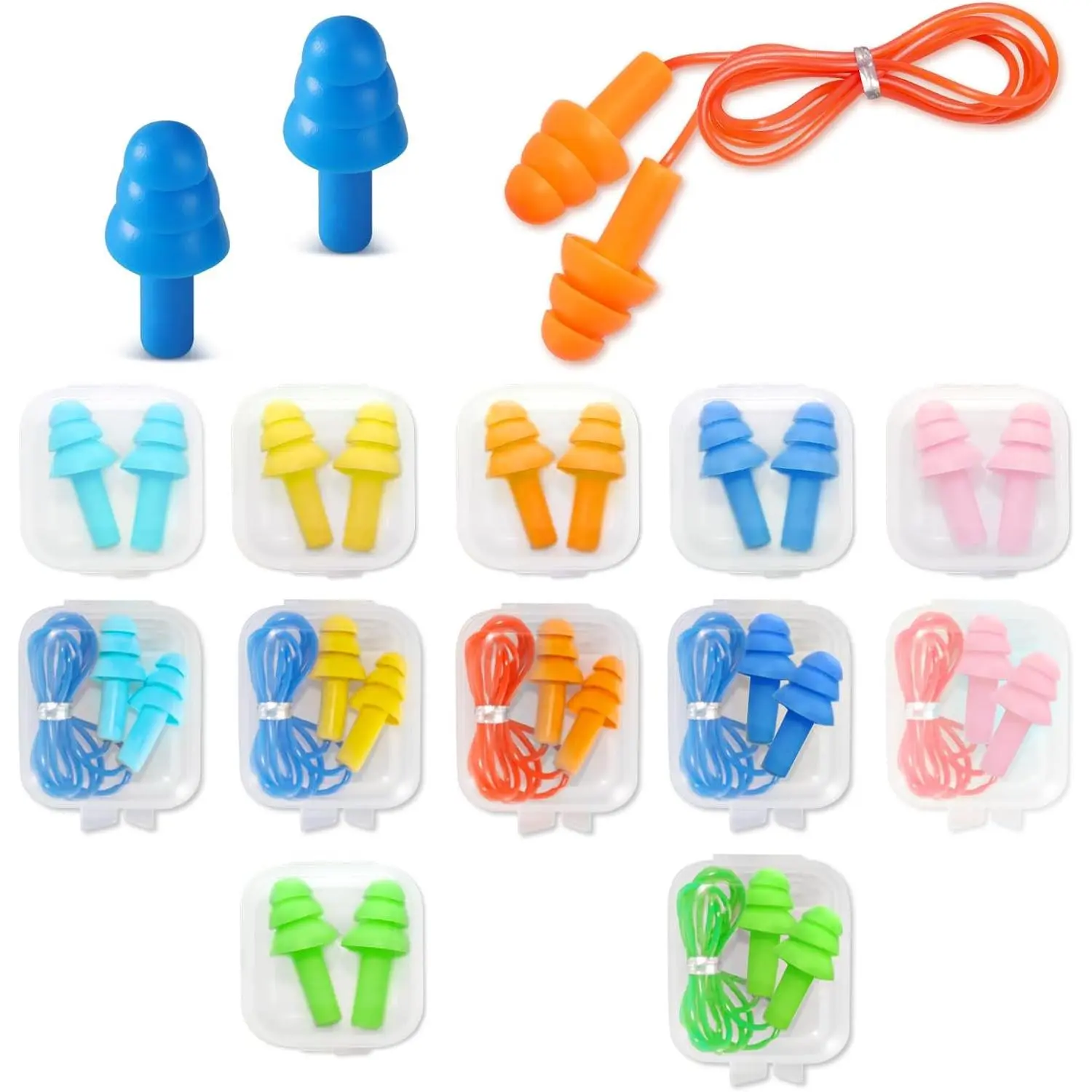Ear Plugs for Swimming, Soft Ear Plugs for Sleeping Noise Cancelling, Reusable Ear Plugs for Noise Reduction, Ear Protection, Silicone Earplugs for Swimming/Sleeping/Snoring/Work/Concerts, 12 Pairs