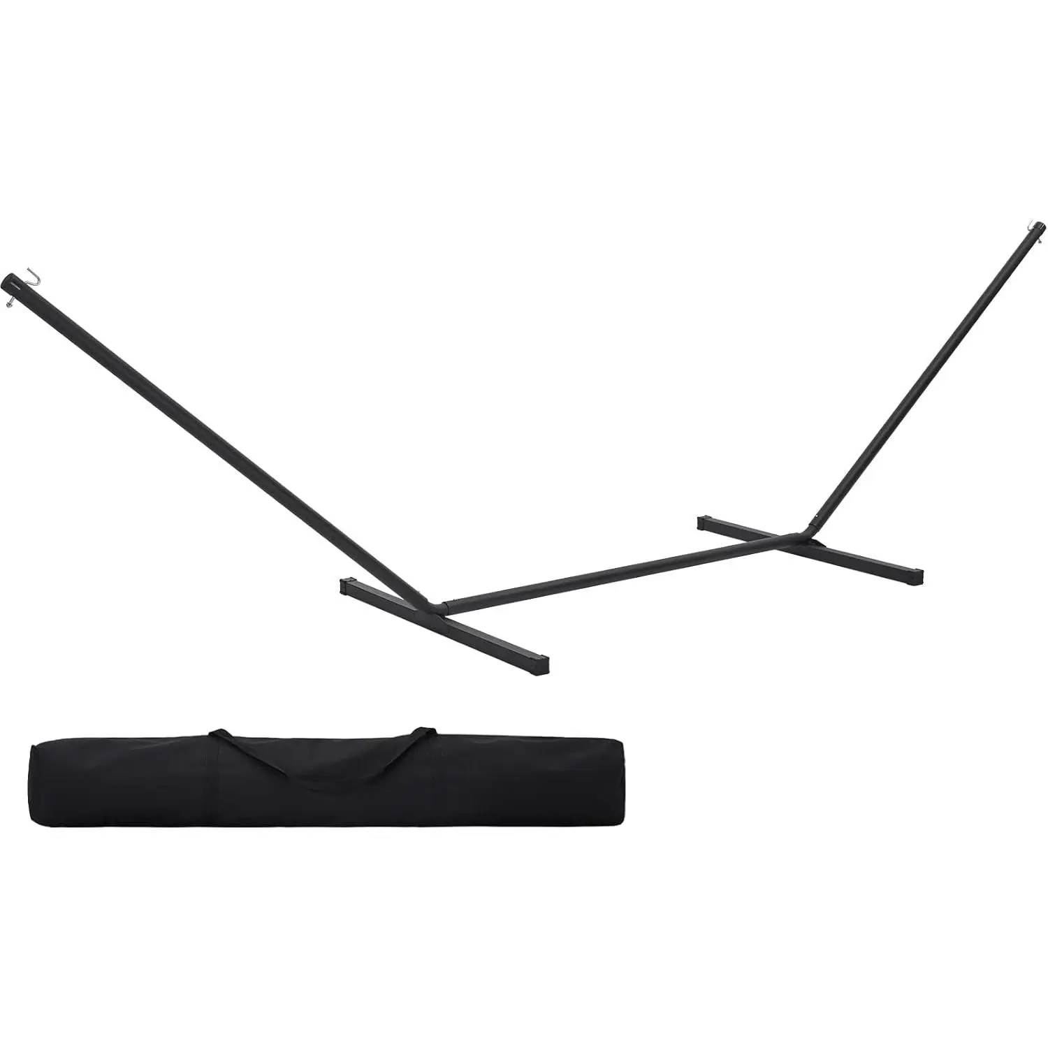 12 FT Heavy-Duty Steel Freestanding Hammock Stand Only, 450 lbs Capacity, Rust-Resistant Finish, Easy Setup, Portable Carrying Bag, Rubber Caps, 2-Person, Ideal for Patio, Camping - Black