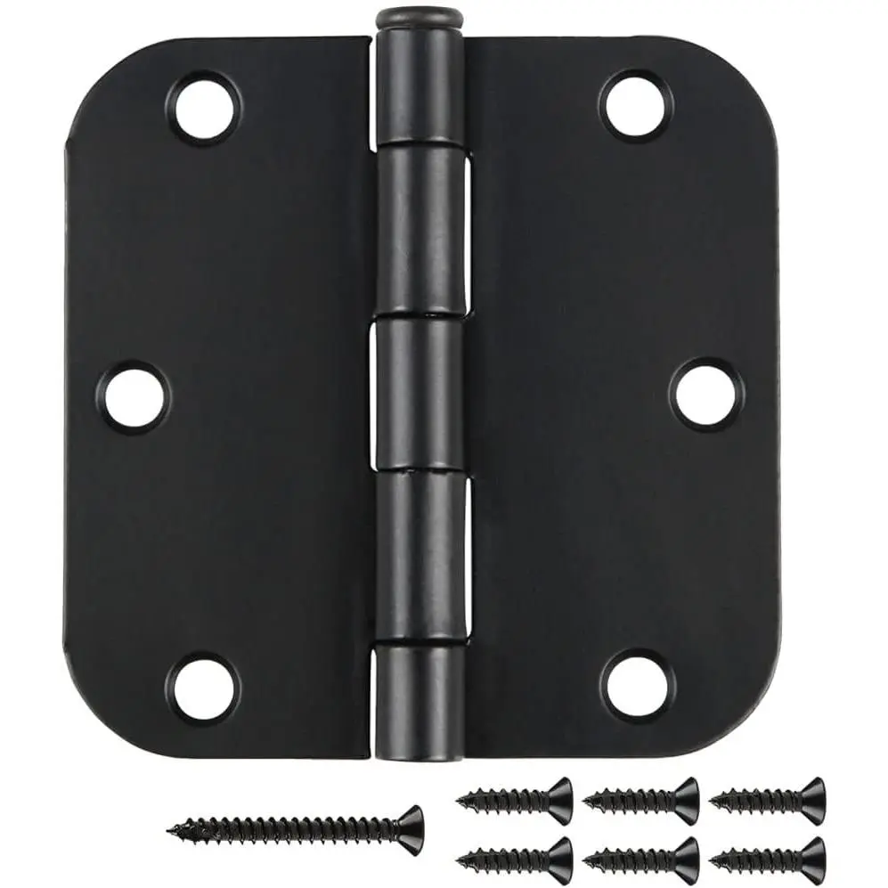 30 Pack Matte Black Round Interior Door Hinges 3.5" with 5/8" Radius