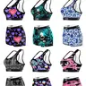 Women's 3 Sets Random Pattern Printed Sports Bra and Comfortable Stretchy Underwear, Halloween Skull Heart Paisley Print Fashion Sporty Bra Set, workout bras, Ideal for Sports, Running, Gym and Swimming