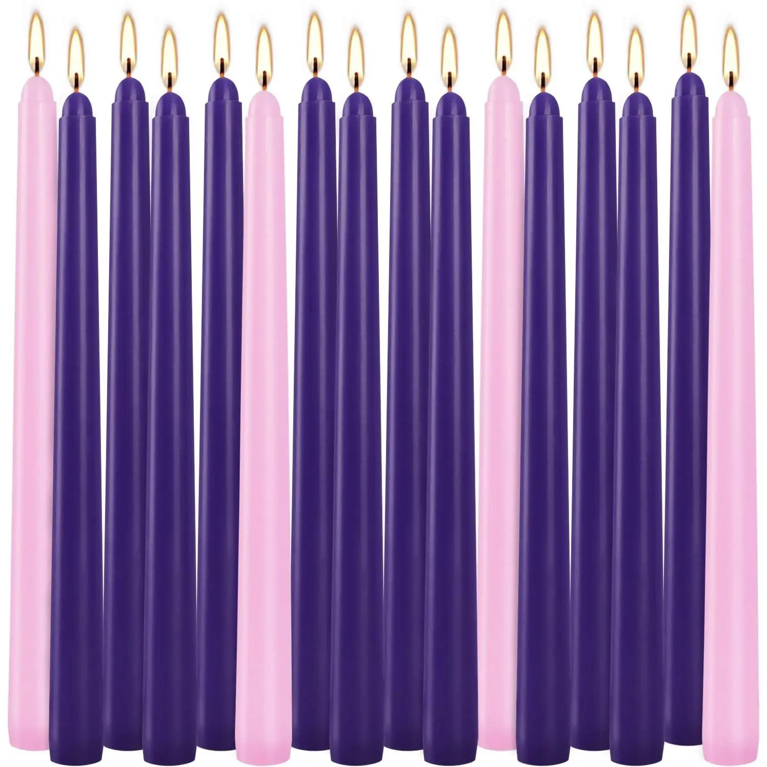 16 Pack  Taper Candles  Hand Dipped 10in Unscented Christmas Taper Candles - Ideal for Seasonal Celebrations, Holidays, Church, Celebration, Party