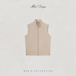 MBNL-F/Qinlei Menswear Columbus 2.0 100% Linen Men's Waistcoat, Featuring Genuine Sheepskin Scalloped Trim, Model LL-WLMJ60018