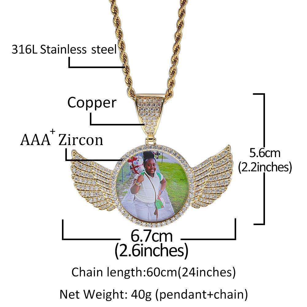 [ICE HUE]18K Gold Vacuum Plated Copper with 5A+ Sri Lanka Zircon Personalized DIY Custom Memory Round Colorful Photo Design Pendant With Necklace Miami Italy Mexico & Micro Inspired for Women & Men Luxury Jewelry,Daily Wear,Fashion,Gift,Chicano,Hip Hop