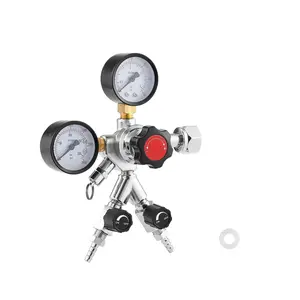 VEVOR CO2 Regulator, Dual-Gauge Dual-Valve Beer Keg Regulator, 0-60 PSI Adjustable Pressure, Heavy-Duty CO2 Tank Gas Regulator with 2 Check Valves, for Draft Beer Homebrewing, Fits CGA320 Interface