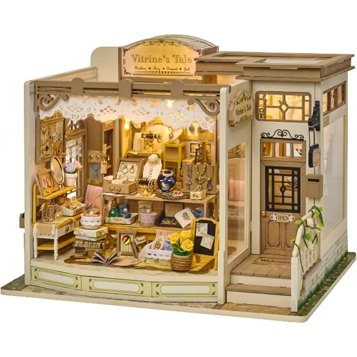 Spilay DIY Miniature House Kit for Adults, Miniature Dollhouse Kit |   With Warm Light & Furniture, Wooden Craft Building Set for Bookshelf Decor, Home Display & Creative Gifts for DIY Lovers