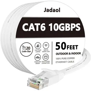 Cat 6 Ethernet Cable 50 ft White, 10Gbps High Speed Flat RJ45 LAN Patch Cable, Support Cat7 Cat8 Network, Internet Cord for Router, Modem, Switch, Gaming Consoles, PC, Streaming Devices
