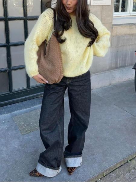 Women's Casual Loose Knit Pullover Sweater, Simple Fashion Daily Wear, Comfortable for Everyday Activities