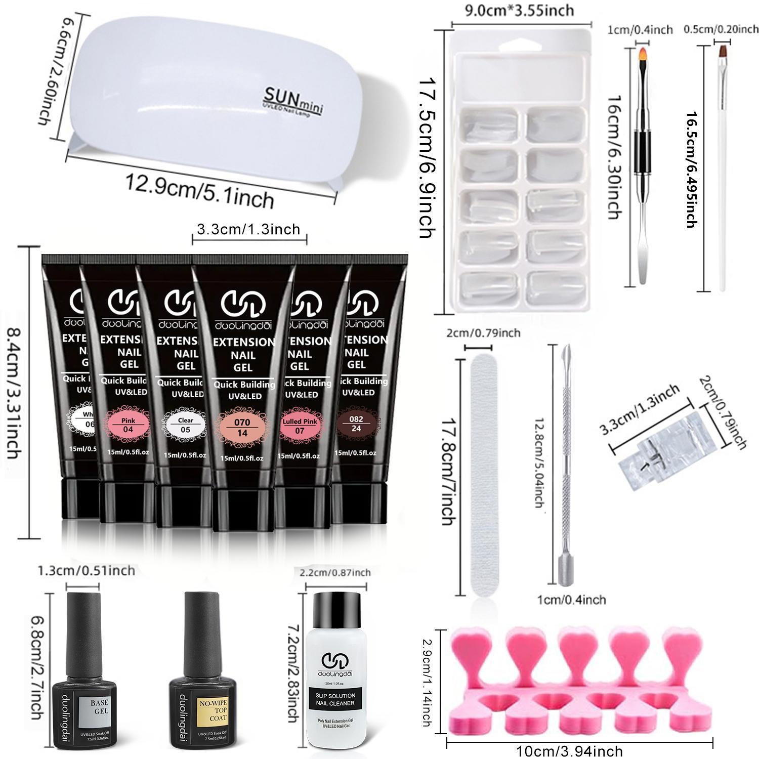Professional Polygel Nail Extension Kit, 1 Set Extension Nail Gel Set for Beginners, Quick Extended Hard Clear Gel Nail Polish, Home DIY Extend Kit, Nail Supplies