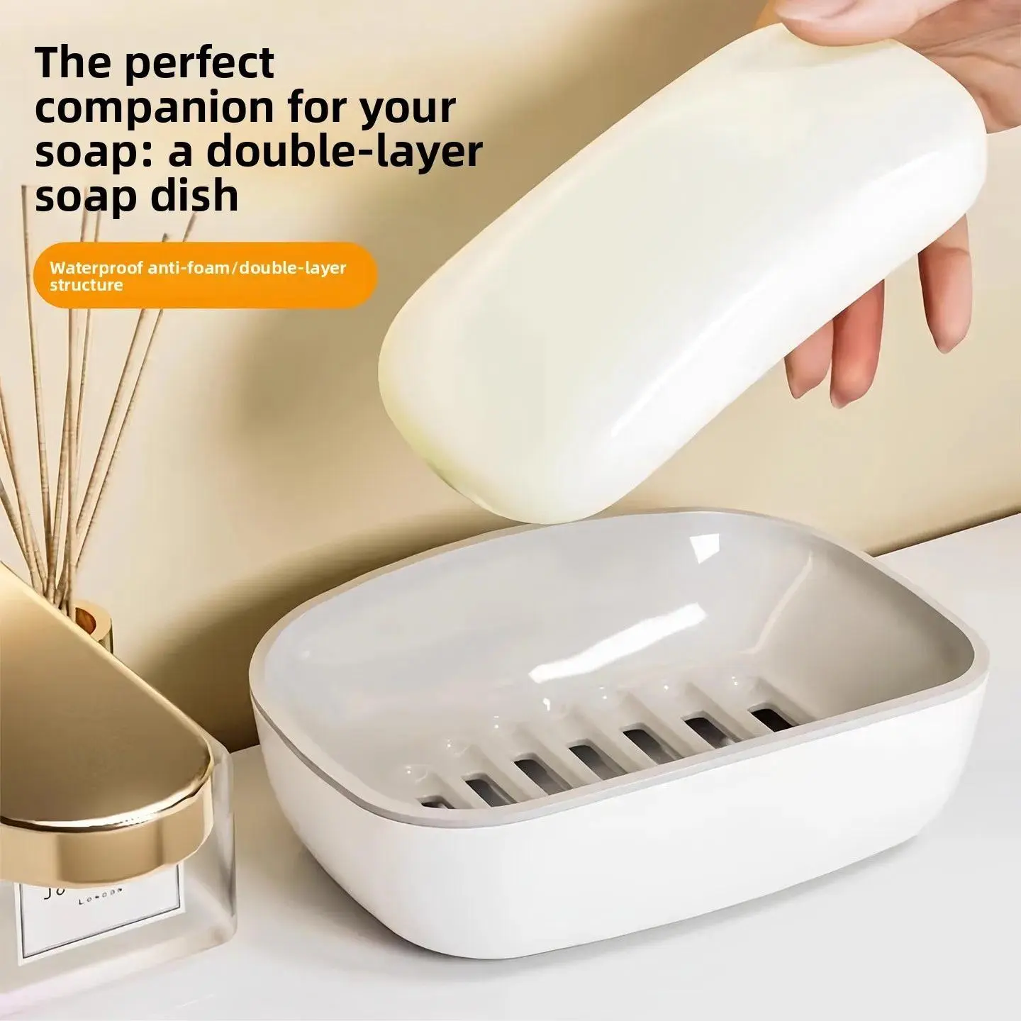 Light luxury soap box, household bathroom drain soap box, double-layer drain soap box, large soap storage rack, laundry soap box